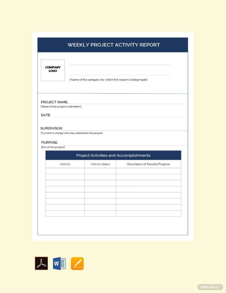 Weekly Project Activity Report Template in Google Docs, Word