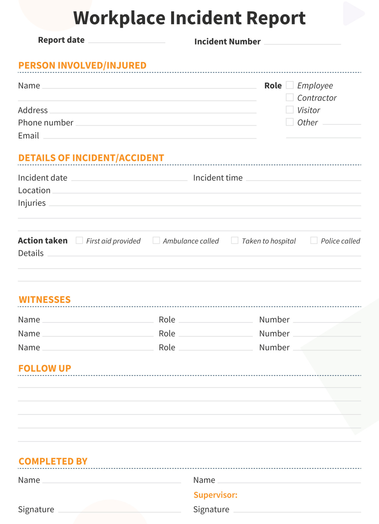 Workplace Incident Report Free Google Docs Template - gdoc